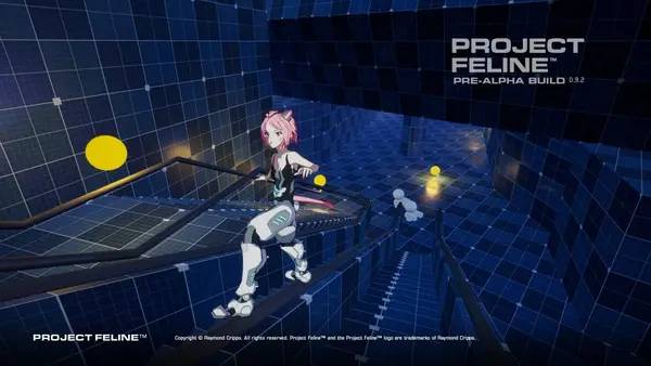 Кадр с взаимодействием персонажа и объекта в Project Feline