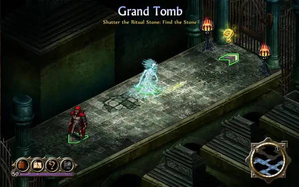 Кадр с взаимодействием персонажа и объекта в Puzzle Quest 2