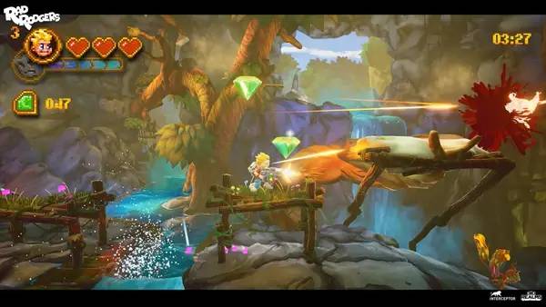 Кадр с взаимодействием персонажа и объекта в Rad Rodgers  World One