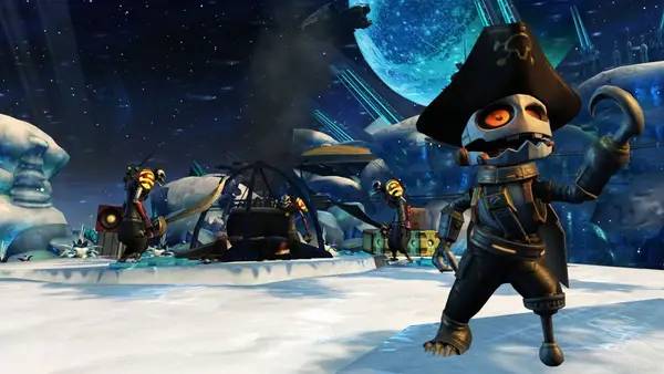 Кадр с взаимодействием персонажа и объекта в Ratchet and Clank Future  Tools of Destruction