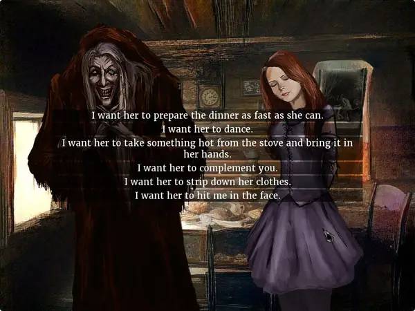 Кадр с взаимодействием персонажа и объекта в Realm of Night  The Forbidden Knowledge