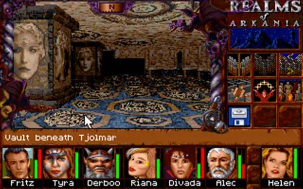 Кадр с взаимодействием персонажа и объекта в Realms of Arkania 3 - Shadows over Riva Classic