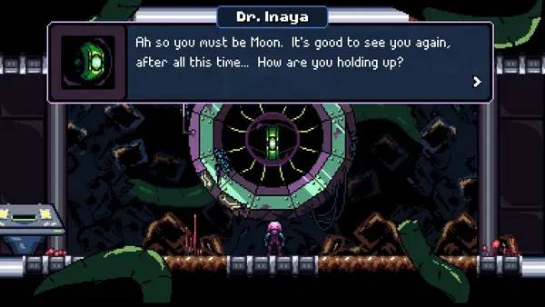 Кадр с взаимодействием персонажа и объекта в Rebel Transmute