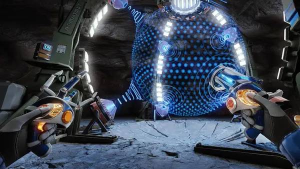 Кадр с взаимодействием персонажа и объекта в Red Matter 2