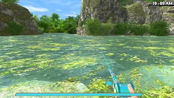 Кадр с взаимодействием персонажа и объекта в Reel Fishing  Road Trip Adventure