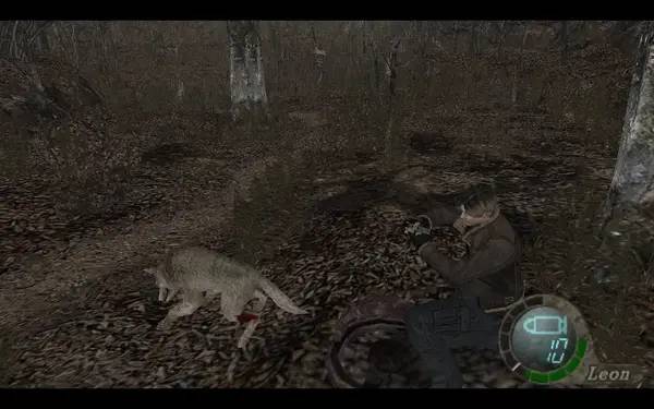 Кадр с взаимодействием персонажа и объекта в Resident Evil 4 (оригинал)