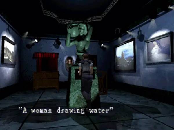 Кадр с взаимодействием персонажа и объекта в Resident Evil Classic REbirth