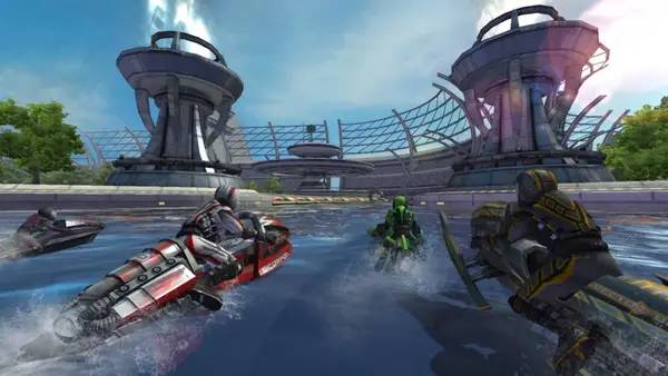 Кадр с взаимодействием персонажа и объекта в Riptide GP2