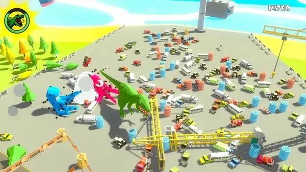 Кадр с взаимодействием персонажа и объекта в Roarr! The Adventures of Rampage Rex
