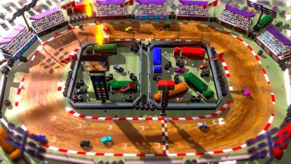 Кадр с взаимодействием персонажа и объекта в Rock 'N Racing Off Road DX