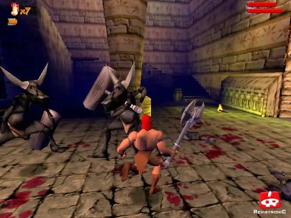 Кадр с взаимодействием персонажа и объекта в Rocko's Quest (Grouch)