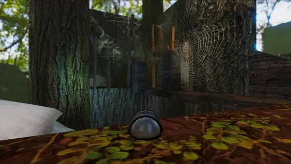 Кадр с взаимодействием персонажа и объекта в Roly Poly