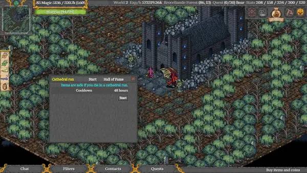 Кадр с взаимодействием персонажа и объекта в RPG MO