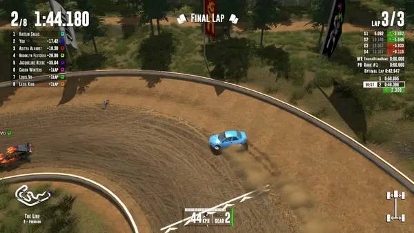 Кадр с взаимодействием персонажа и объекта в RXC - Rally Cross Challenge