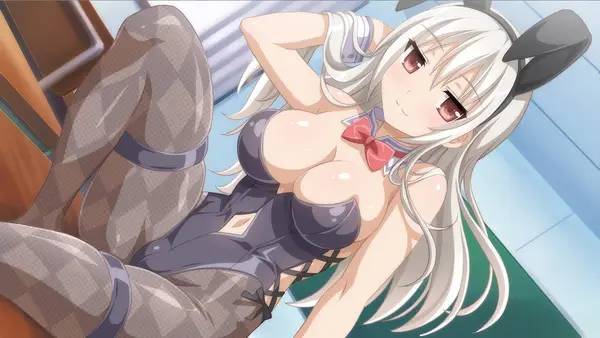 Кадр с взаимодействием персонажа и объекта в Sakura Swim Club