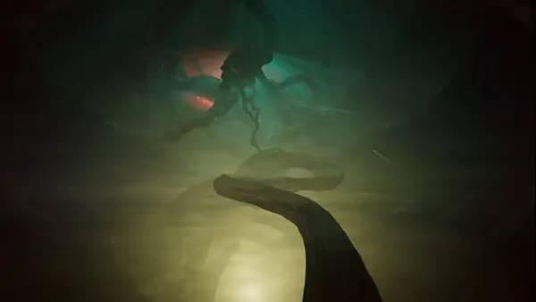 Кадр с взаимодействием персонажа и объекта в Sanity of Morris