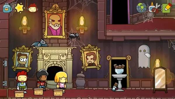 Кадр с взаимодействием персонажа и объекта в Scribblenauts Unlimited