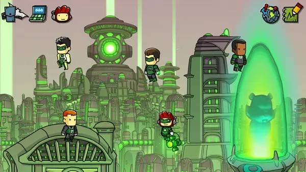 Кадр с взаимодействием персонажа и объекта в Scribblenauts Unmasked  A DC Comics Adventure
