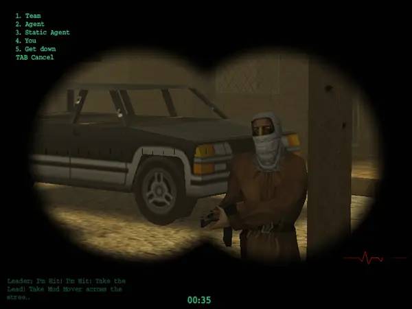 Кадр с взаимодействием персонажа и объекта в Secret Service  In Harm's Way