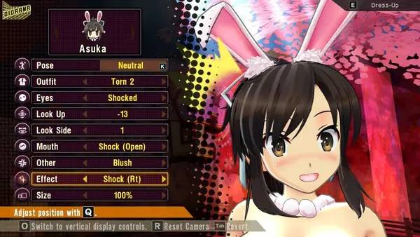 Кадр с взаимодействием персонажа и объекта в SENRAN KAGURA Peach Ball