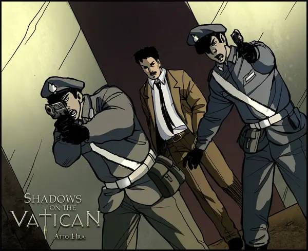 Кадр с взаимодействием персонажа и объекта в Shadows on the Vatican Act 2  Wrath