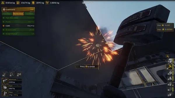 Кадр с взаимодействием персонажа и объекта в Ship Graveyard Simulator 2