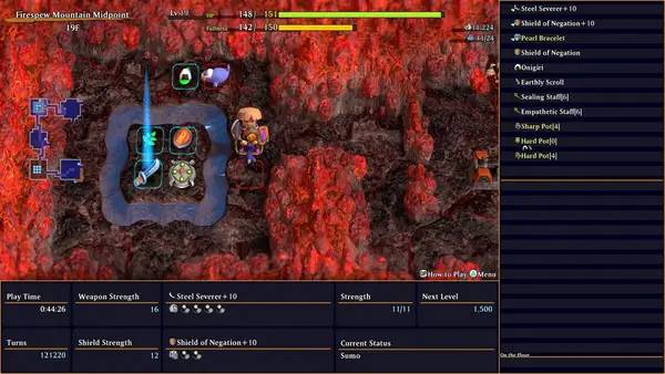 Кадр с взаимодействием персонажа и объекта в Shiren the Wanderer  The Mystery Dungeon of Serpentcoil Island