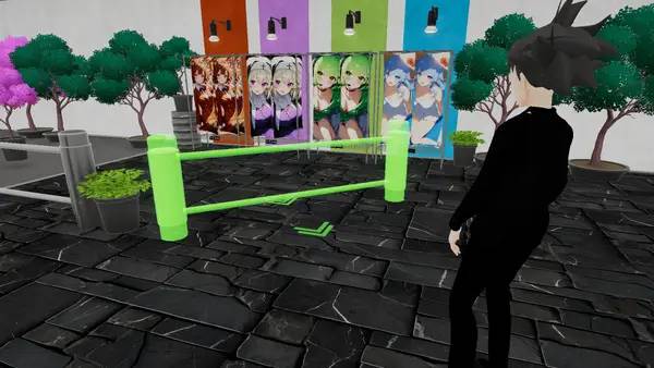 Кадр с взаимодействием персонажа и объекта в Shop Simulator  Waifu Pillows