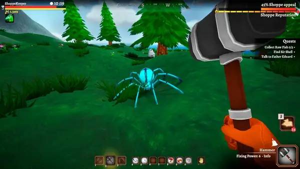 Кадр с взаимодействием персонажа и объекта в Shoppe Keep 2