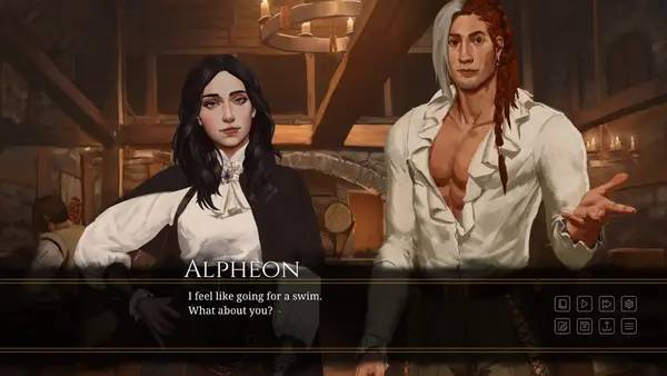 Кадр с взаимодействием персонажа и объекта в Sigh of the Abyss  Shadow Bonds Prologue