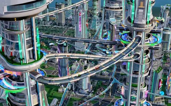 Кадр с взаимодействием персонажа и объекта в SimCity  Cities of Tomorrow