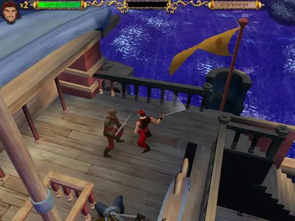 Кадр с взаимодействием персонажа и объекта в Sinbad  Legend of the Seven Seas