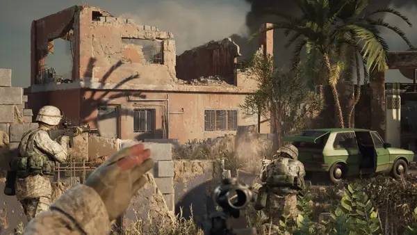 Кадр с взаимодействием персонажа и объекта в Six Days in Fallujah