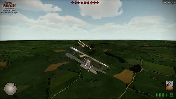 Кадр с взаимодействием персонажа и объекта в Skies above the Great War