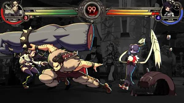 Кадр с взаимодействием персонажа и объекта в Skullgirls 2nd Encore