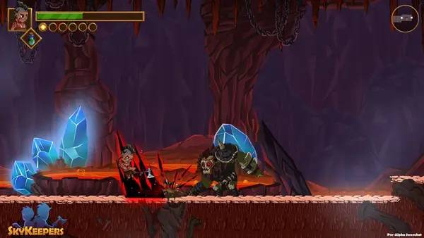 Кадр с взаимодействием персонажа и объекта в SkyKeepers