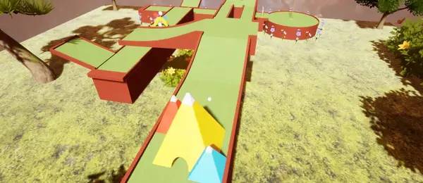 Кадр с взаимодействием персонажа и объекта в Small World Of Golf