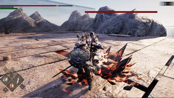 Кадр с взаимодействием персонажа и объекта в Soulsland