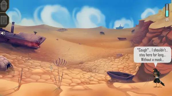 Кадр с взаимодействием персонажа и объекта в Space Gliders