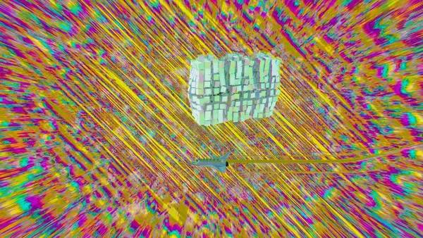 Кадр с взаимодействием персонажа и объекта в Space Hole 2018