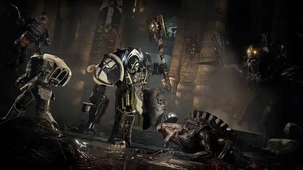 Кадр с взаимодействием персонажа и объекта в Space Hulk  Deathwing - Enhanced Edition