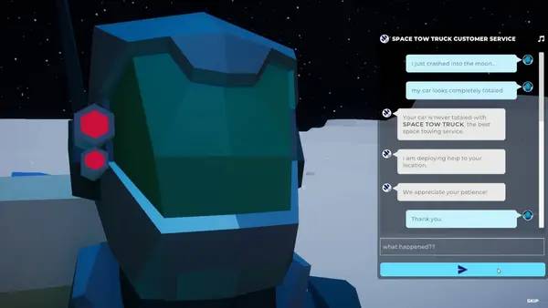 Кадр с взаимодействием персонажа и объекта в SPACE TOW TRUCK