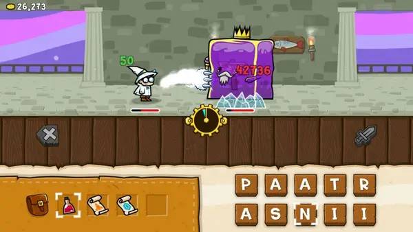 Кадр с взаимодействием персонажа и объекта в Spellspire