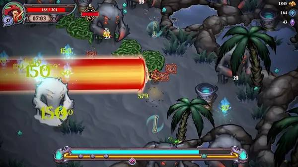 Кадр с взаимодействием персонажа и объекта в Spirit Hunters  Infinite Horde