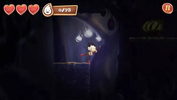 Кадр с взаимодействием персонажа и объекта в Spirit Roots