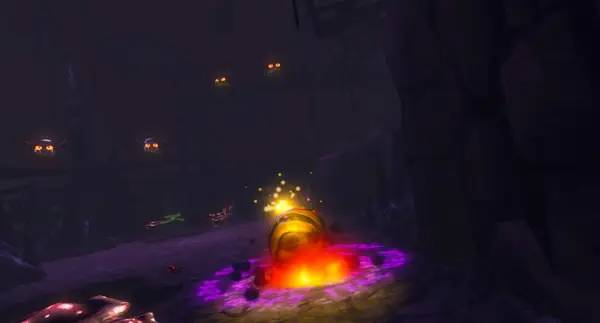 Кадр с взаимодействием персонажа и объекта в Spooky Night 2