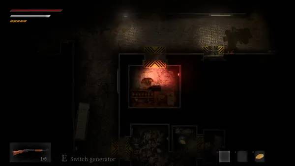 Кадр с взаимодействием персонажа и объекта в Sporeborn Dark