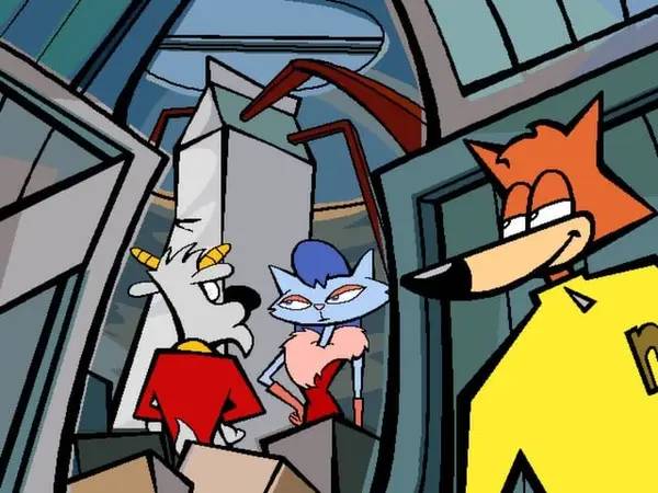 Кадр с взаимодействием персонажа и объекта в Spy Fox in  Dry Cereal 