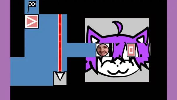 Кадр с взаимодействием персонажа и объекта в SquishCraft