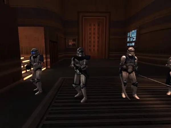 Кадр с взаимодействием персонажа и объекта в Star Wars Jedi Academy - Galactic Legacy